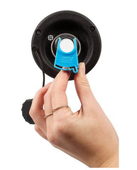 Water fill adapter with shut-off valve and clip